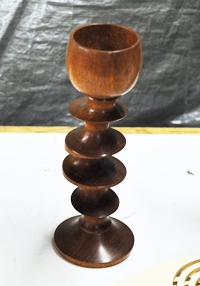 Turned wooden Offset candlestick