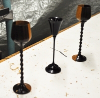Three turned goblets