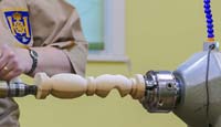 Off centre turned candlestick