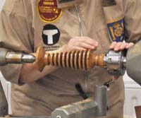 Turned wooden candlestick