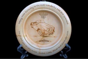 Pyrographed commemorative plate