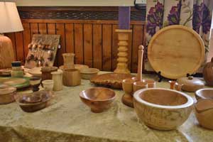Turned wooden bowls, egg cups