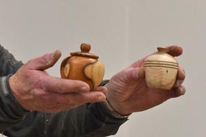 turned wooden boxes