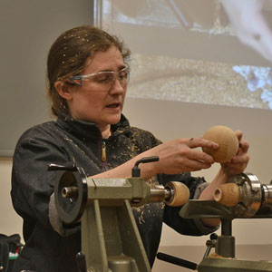 Emma Cook with sphere