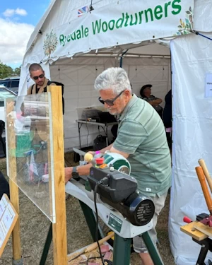 Mal demonstrating woodturning