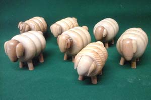 Turned wooden sheep