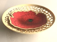 Turned and pierced wooden poppy bowl