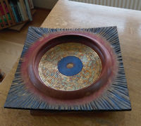 Decorated square platter
